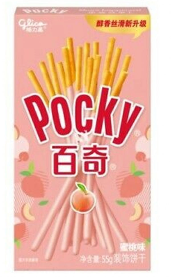 MHD: 01.03.2024 Glico  Pocky Keksstäbchen Pfirsich 55g