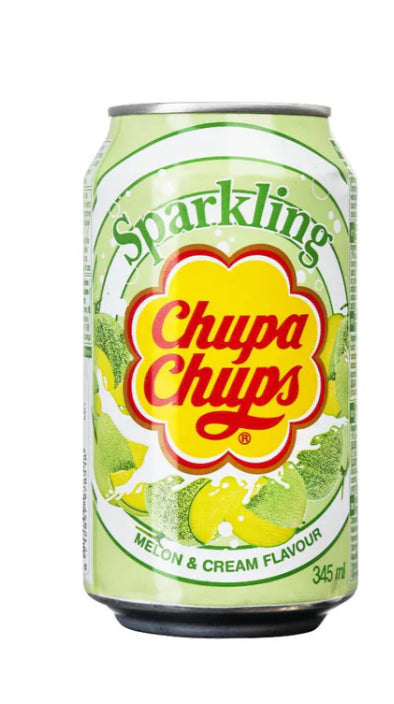 MHD: 28.05.2024 Chupa Chups Sprudel Soda Melone & Sahne Geschmack 345ml