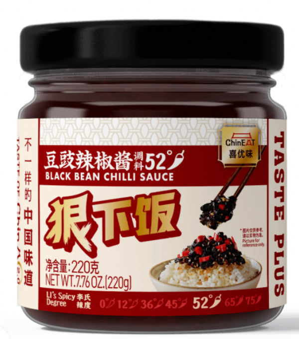 MHD:01.08.2024 ChinEAT Chilisauce mit schwarzen Bohnen, Li`s würziger Grad 52° 220g