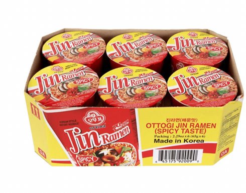 OTTOGI Jin Ramen Cup - Scharf [Bündel] Instant Nudelsuppe im Becher 6 x 65g