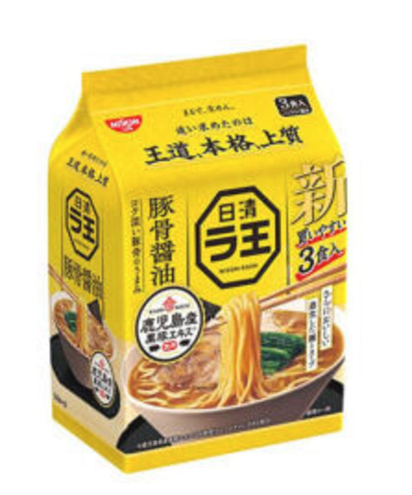 Nissin RAOH Tonkotsu Sojasauce 3 Portionen Packung 300g