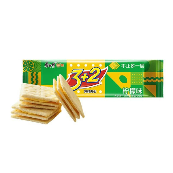 3er-Pack KangShiFu 3 + 2 Creme Saltine Kekse Zitrone 125 g x 3