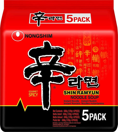 5er-Pack Nongshim Shin Ramyun SCHARF Instantnudeln Multi 600 g 120 g x 5 Packungen