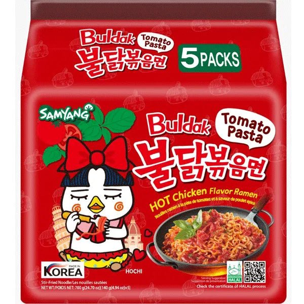 5er-Pack Samyang Hot Chicken Ramen Tomato Pasta Multipack 5×140 g MHD: 15.03.2023