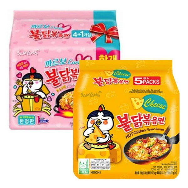 Samyang Hot Chicken Ramen Nudeln Combo 5er Pack Carbonara & 5er Pack Käse