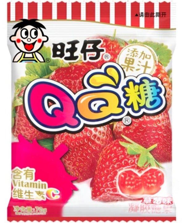 MHD: 08.06.2024  Want Want QQ Gummibonbons Erdbeere 70 g